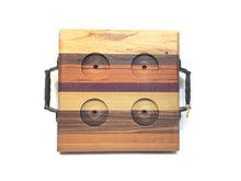 Multi Hardwood Square Wooden Flight with Four Glasses