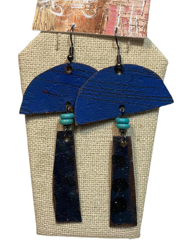 Blue Mushroom Earrings