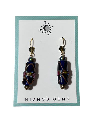 Glass Cylinder Beaded Drop Earrings