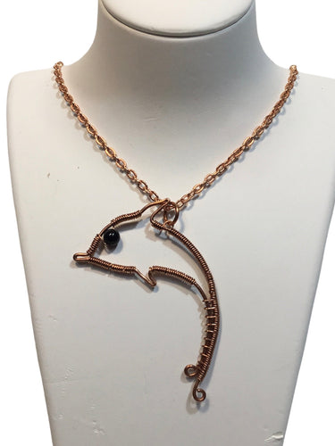 Dolphin with Black Agate Necklace
