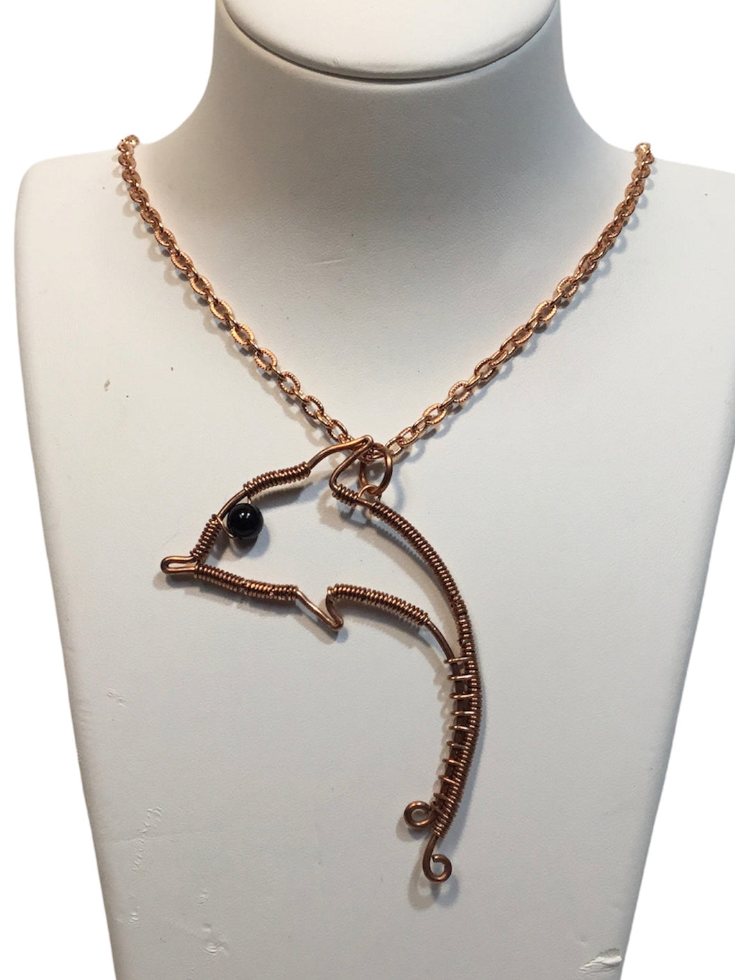 Dolphin with Black Agate Necklace