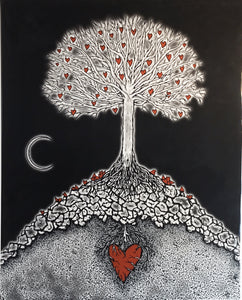 Night at the great tree, creatures of the heart