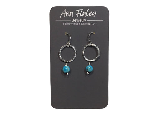 Earring -  Small Hoops with Turquoise