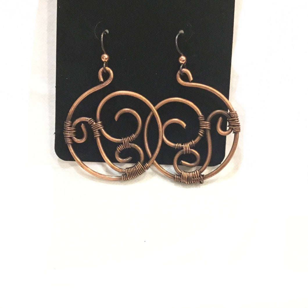 Complex Spiral Copper Earrings