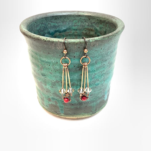 Jeweled Spike Copper Earrings