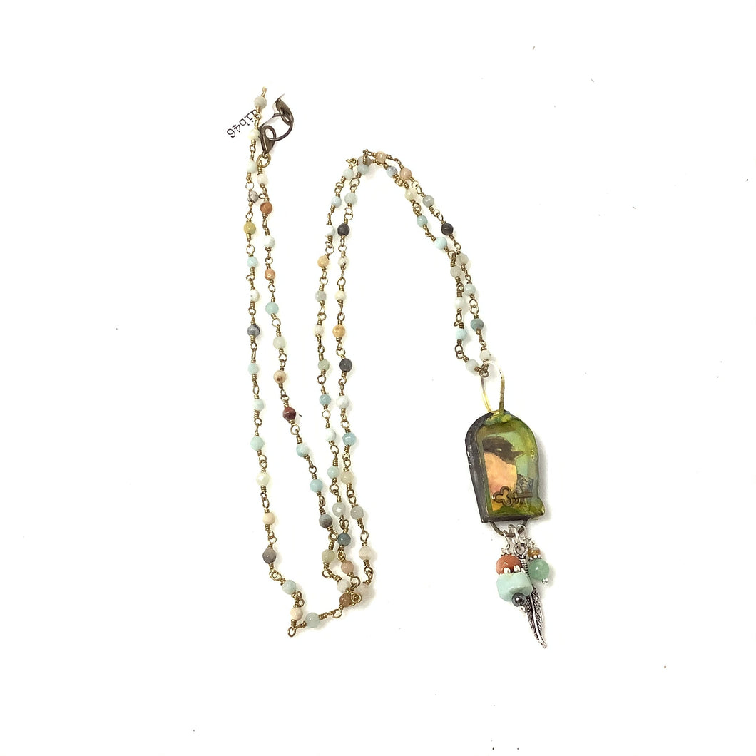 Amazonite Necklace with Artisan Bird Pendant