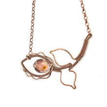 Flower Copper Necklace with Rose Quartz