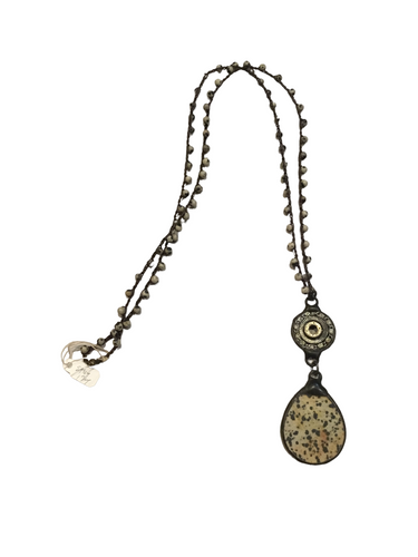 Crochet Dolmation Necklace with Dalmation Drop