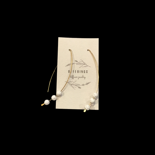 Gold Stacked Diffuser Earrings White