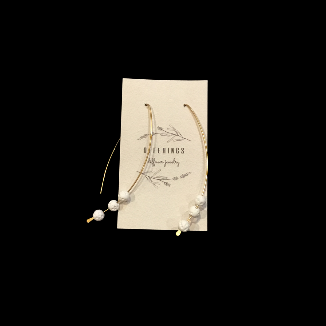 Gold Stacked Diffuser Earrings White