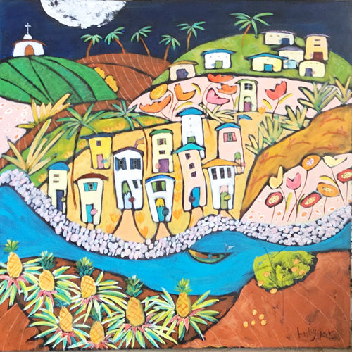 Big Moon Over Pink Pebble Bay