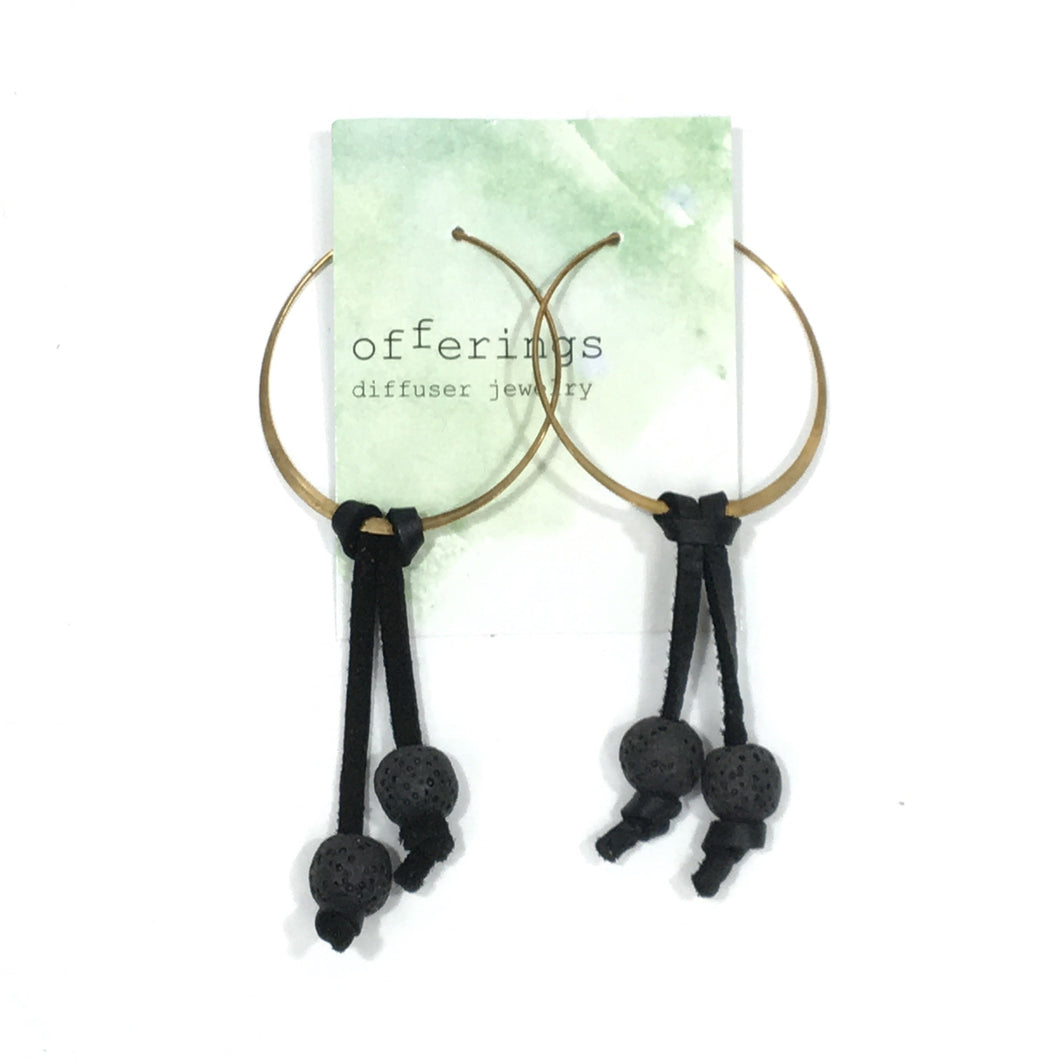 Hoop Diffuser Earrings - Leather & Lava