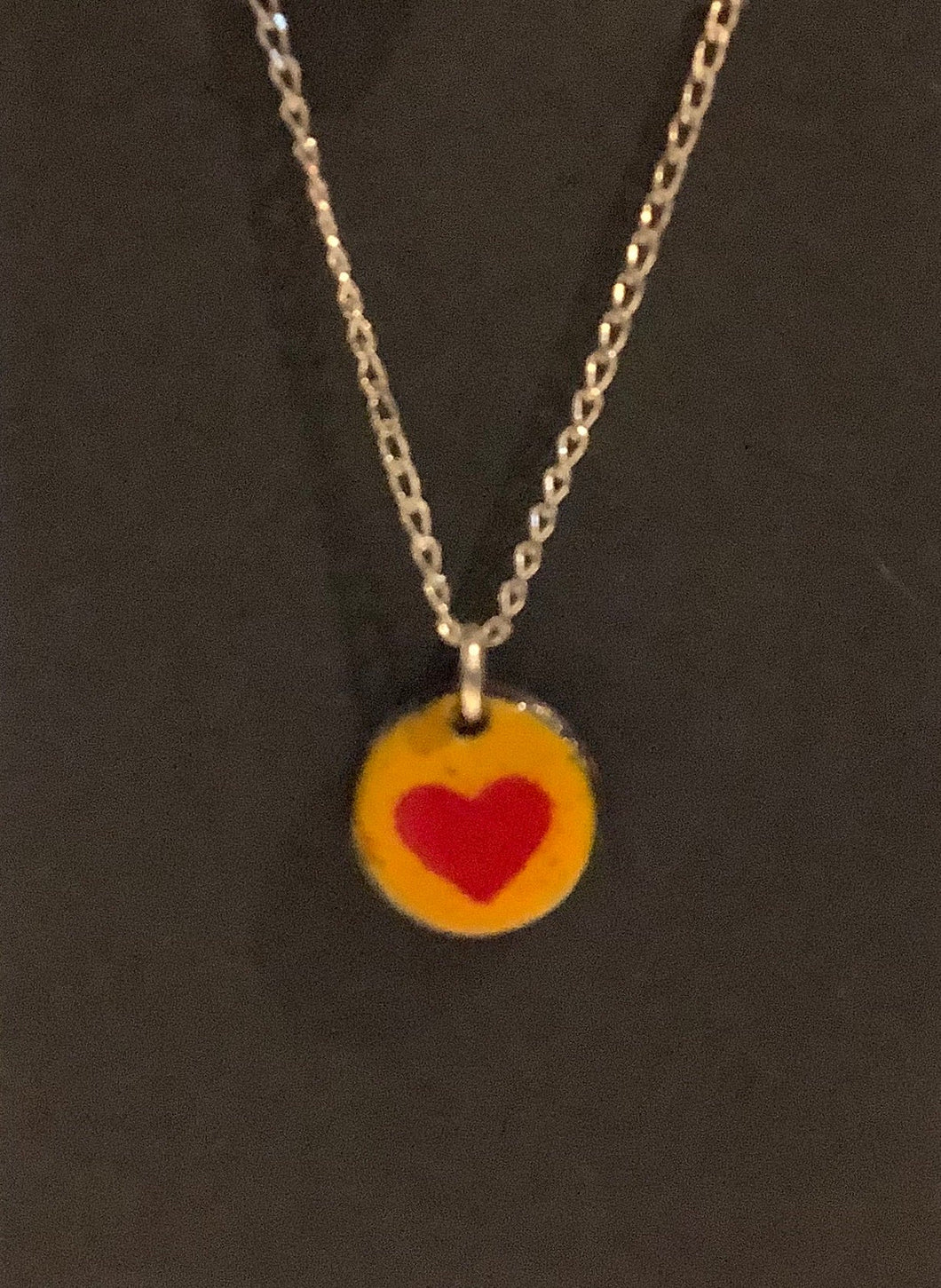 Gold and Red Enamel Heart Charm Pendant
