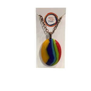 Rainbow fused glass necklace