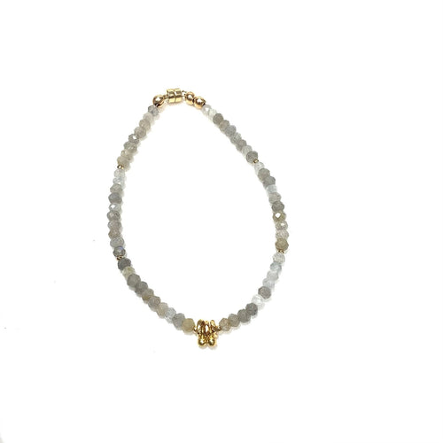 Bracelet - Gold Vermeil, Labradorite and Czech Glass Beads with magnetic clasp