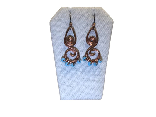 Four small blue bead twist Earrings