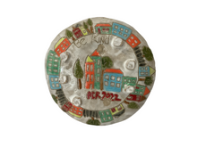 Colorful Building Dish, Scraffito