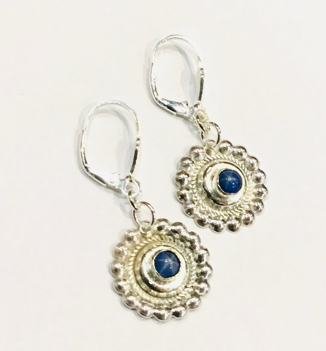 Flowers with Sapphire Earrings