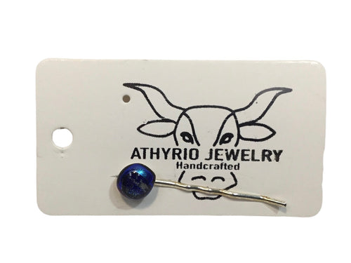 Navy Fused Glass Hairpins