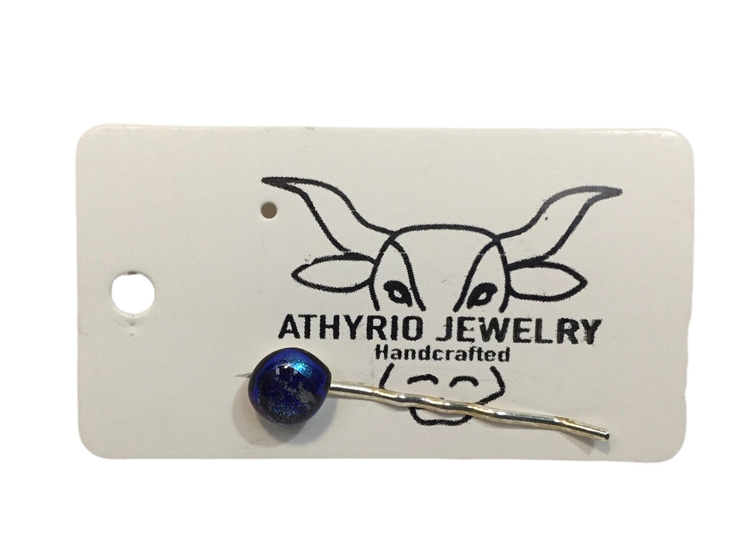 Navy Fused Glass Hairpins