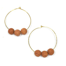 Hoop Diffuser Earrings - Lava 3 beads