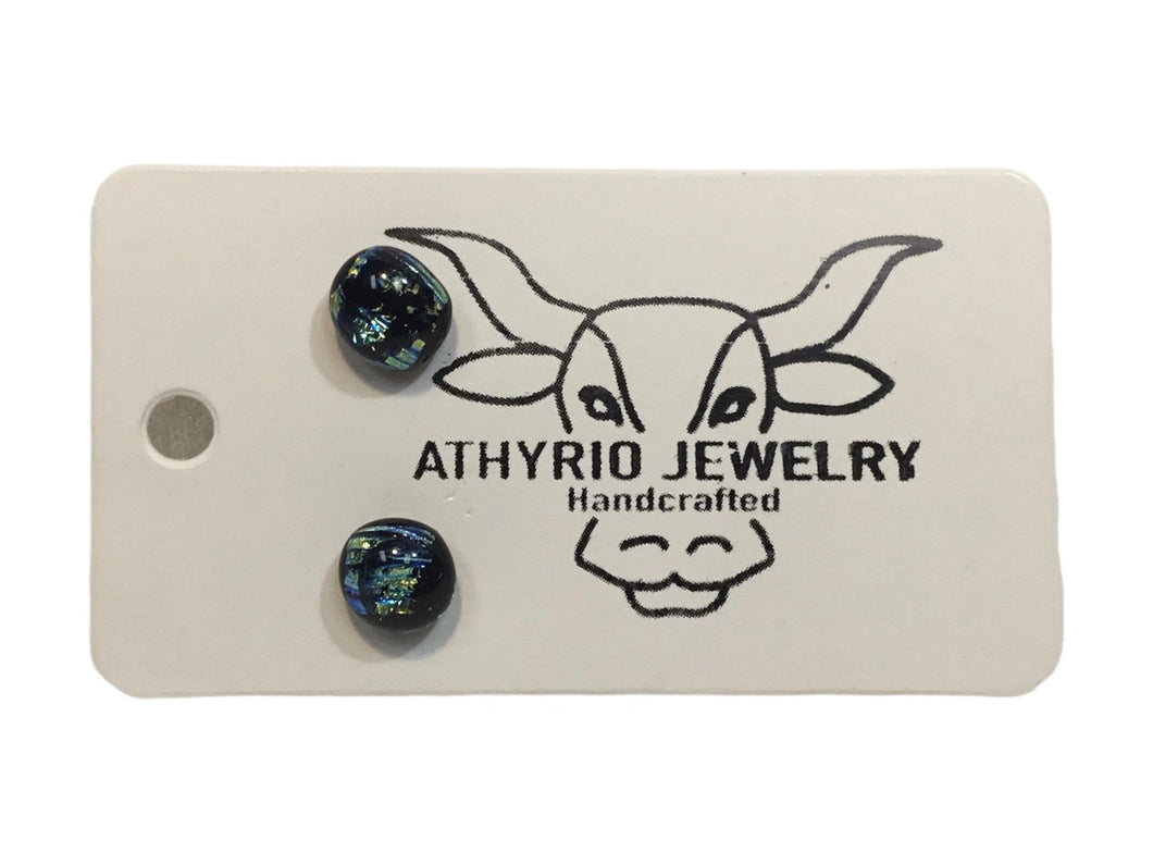 Emerald Druzy Fused Glass Studs