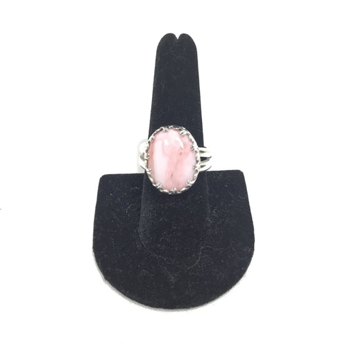 Double Band Pink Rhodochrosite Ring
