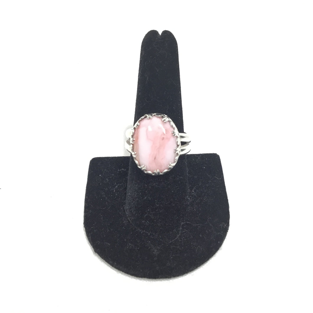 Double Band Pink Rhodochrosite Ring
