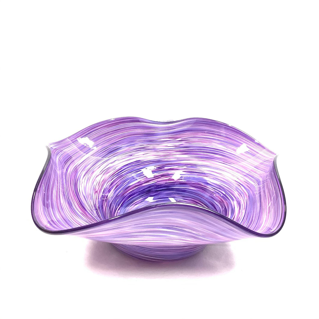 Blown Glass Wavy Bowl Large - Purple