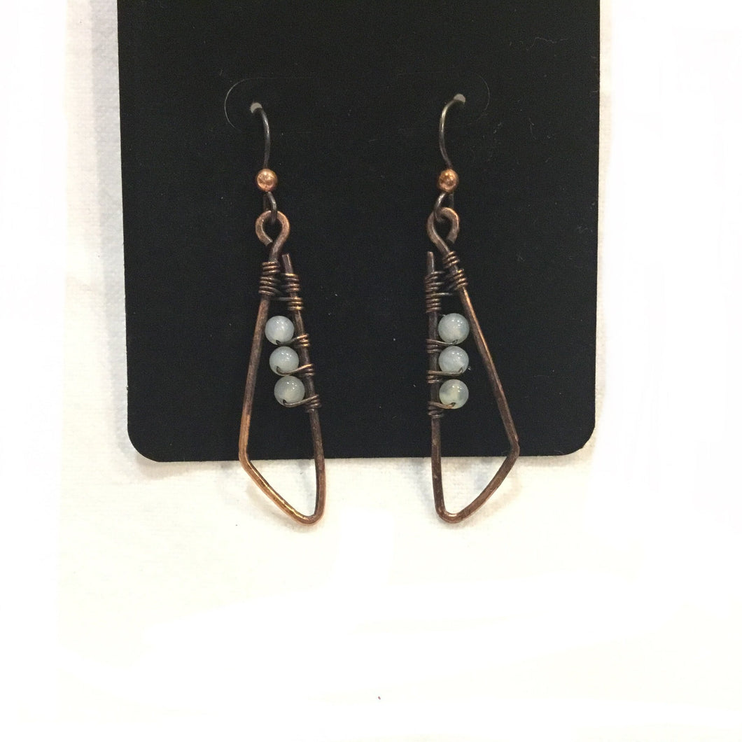 Copper Earrings with Opalite