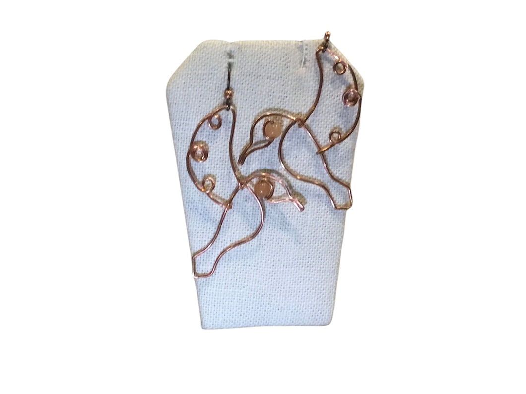 Dove with Orange Bead Earrings