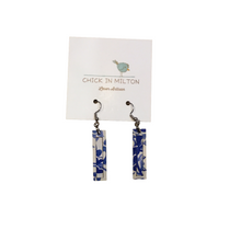 Rectangle Blue China Earrings