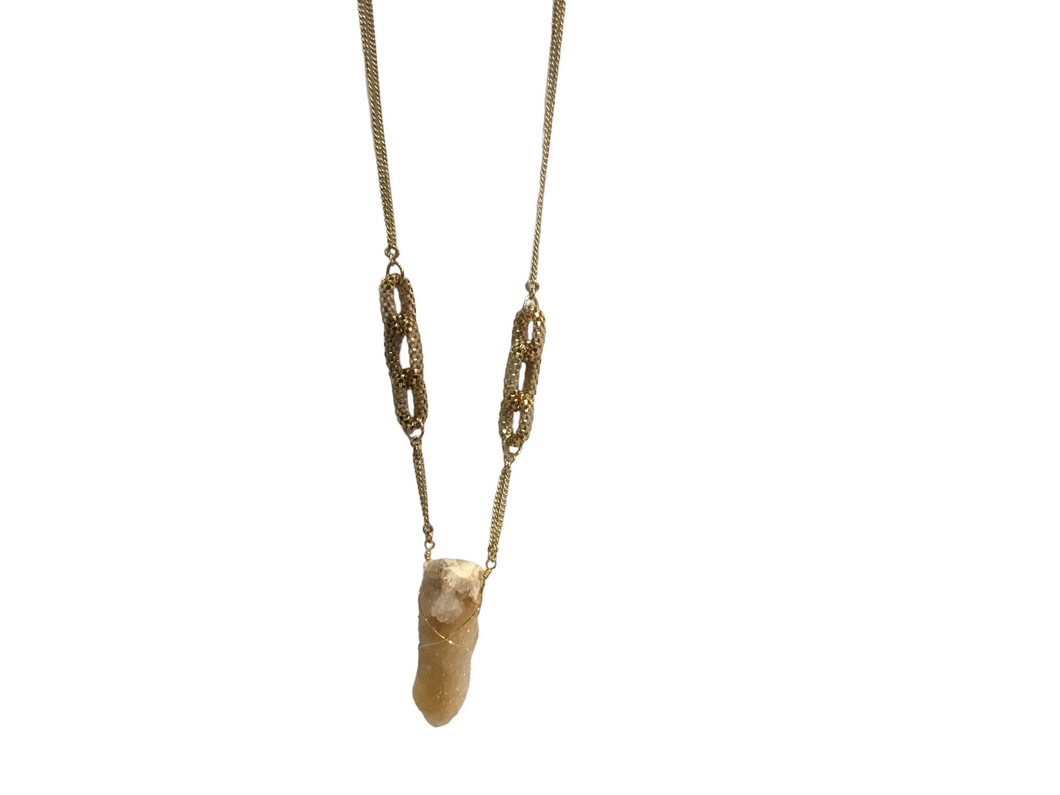 Cactus Quartz Linked Gold Chain