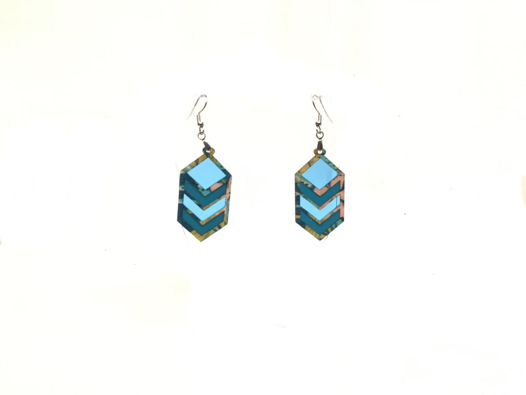 Long Hexagon dangle Earrings