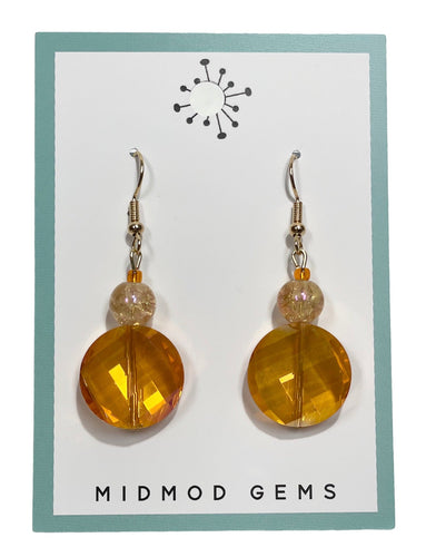 Orange Round Bead Drop Earrings