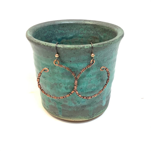 Opened Circle Copper Earrings
