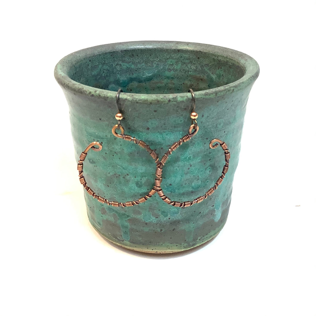 Opened Circle Copper Earrings