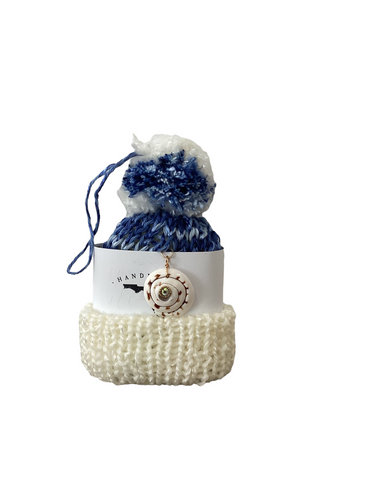 Ivory, Medium Blue Wine Hat with White Seashell Charms