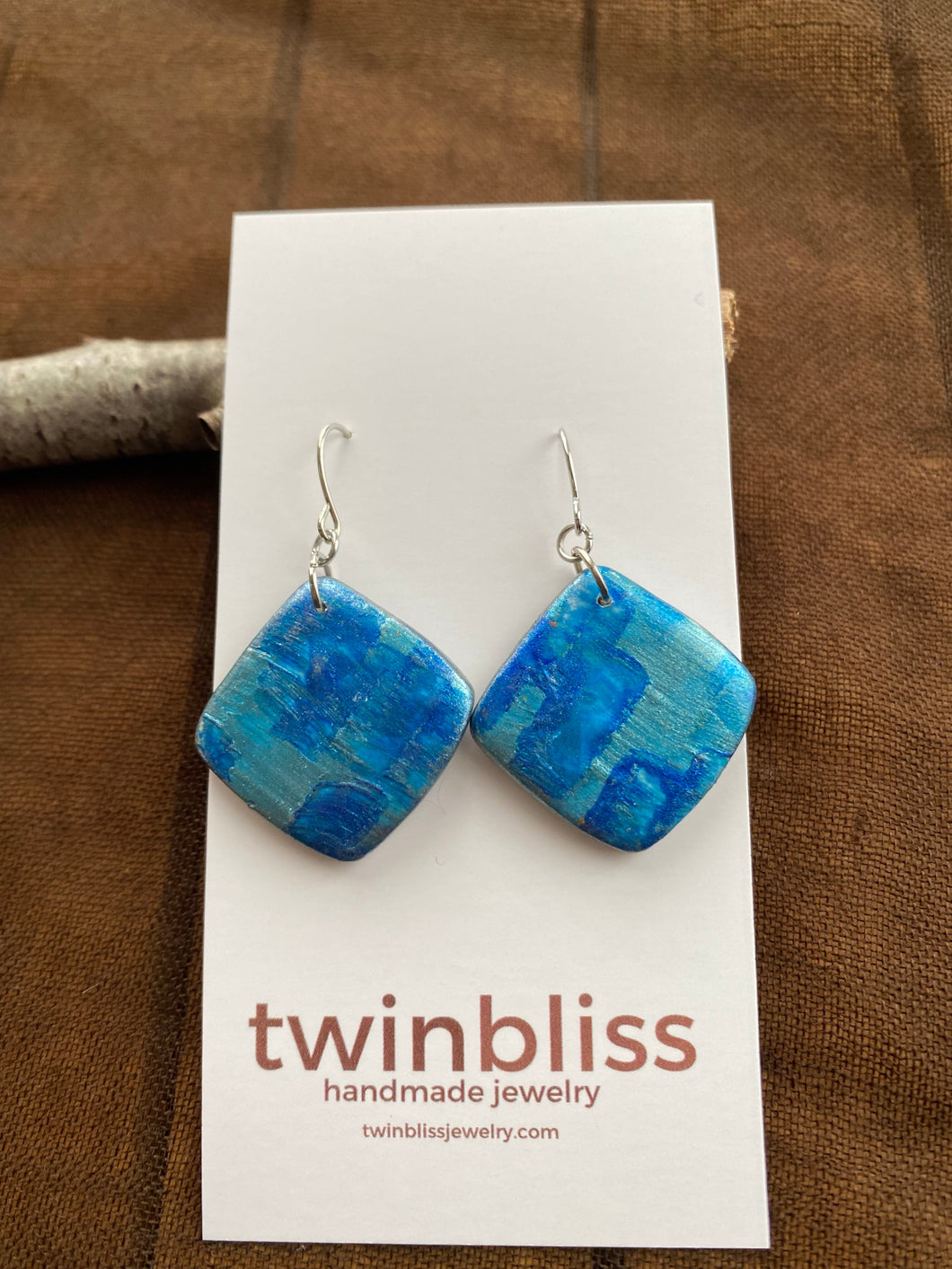 Earth & Sky Artisan Earrings - Multi-blue large diamond