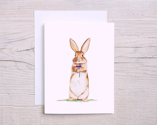 Bunny w/ Purple Flower Greeting Card