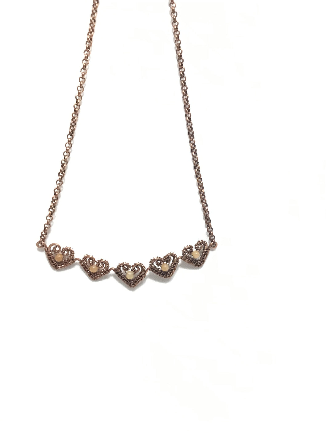 Line of Hearts Necklace with Carnelian