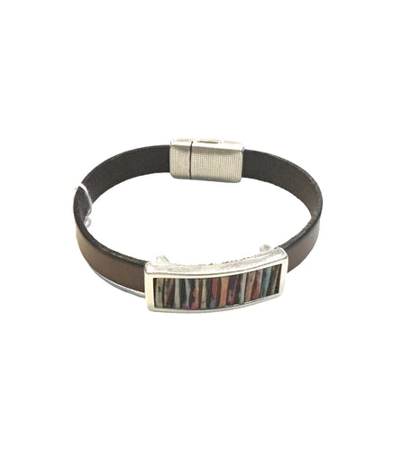 Metallic/Brown Bar Slider Bracelet