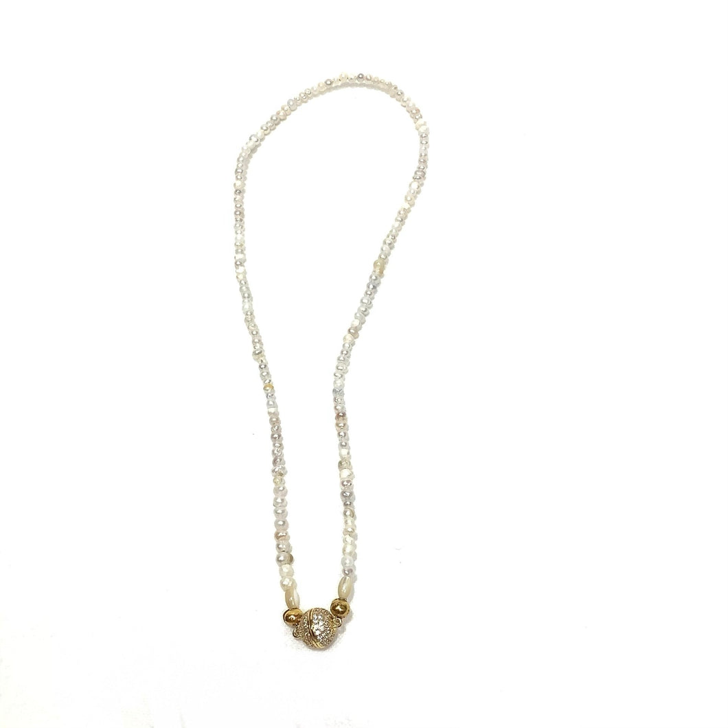 Necklace Pave' Crystal Magnet  and Pearl Beach
