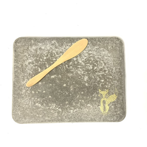 Dark Rectangle Cheeseboard with Gold Fox