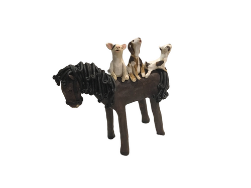 Horse with dogs