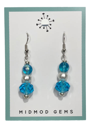 Blue Pearl Beaded Drop Earrings