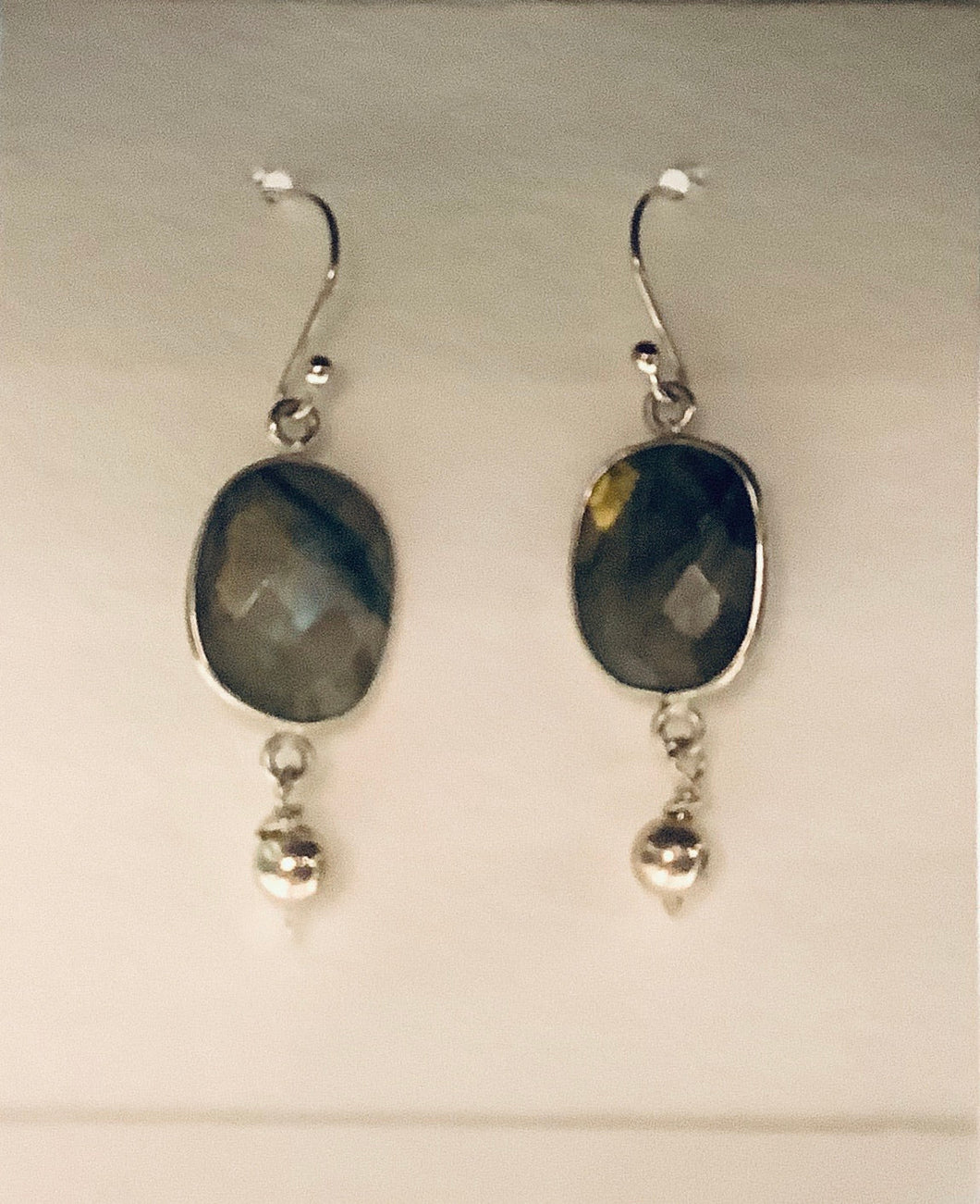 Earrings - Sterling Silver with French Ear Wires with Labradorite and Sterling Beads
