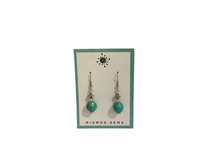 Teal Beads with Silver Earrings
