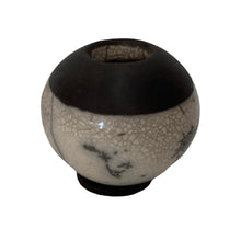 White Raku Crackle Round Vessel with Black