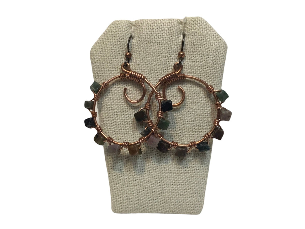 Circle with Square Bead Earrings